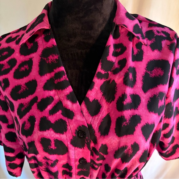 LIKE NEW Shein LUNE Leopard Print Half Button Dress Women’s Size XL - Picture 6 of 11